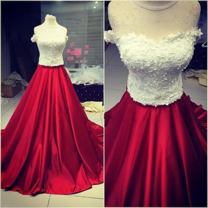 Lace Prom Dress,A Line Evening Dres..