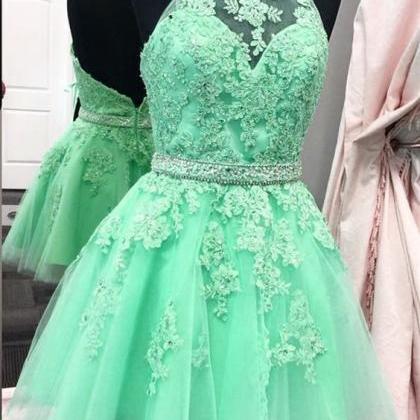 Mint green short homecoming dress, ..