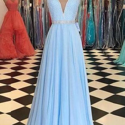 Light Blue Prom Dress,Chiffon Prom ..
