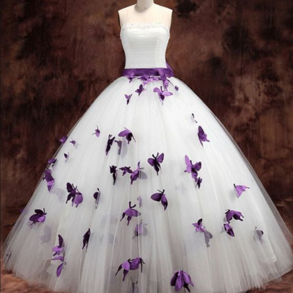Strapless Butterfly Ball Gown Weddi..