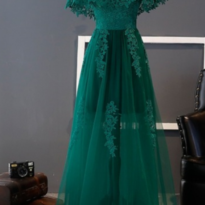Charming Green Tulle A-Line Prom Dr..