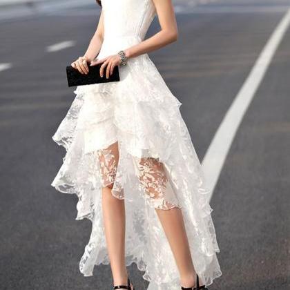 Layered Lace Prom Dress,Bodice Prom..