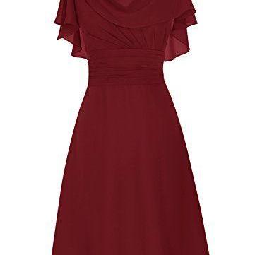 Burgundy Prom Dress,Short Sleeve Pr..