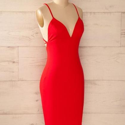Red Prom Dress,Pencil Prom Dress,Fa..