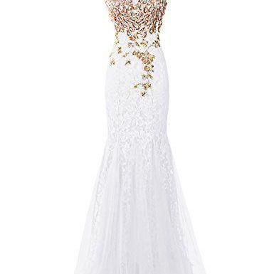 White Mermaid Prom Dress,Fashion Prom Dress,Sexy Party Dress,Custom Made Evening Dress