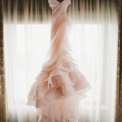 Pink Wedding Ball Gown,Mermaid Prom Dress,Fashion Bridal Dress,Sexy Party Dress,Custom Made Evening Dress