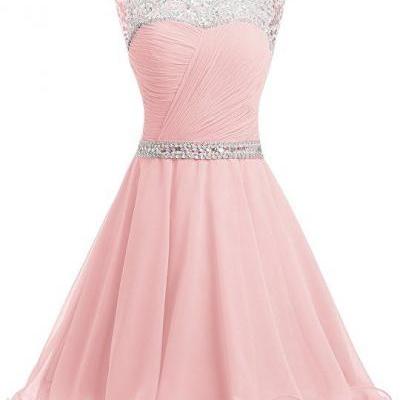 Short Chiffon Crystal Homecoming Dress,Fashion Homecoming Dress,Sexy Party Dress,Custom Made Evening Dress