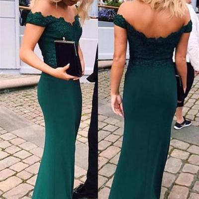 Emerald Green Evening Dress,Mermaid Prom Dress,Lace Off The Shoulder Formal Dress,Elegant Party Dress