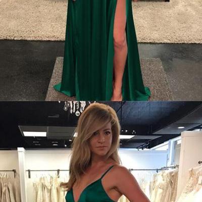 Emerald Green Prom Dress, Spaghetti Straps Evening Gowns, Sexy Long Formal Dress 51686