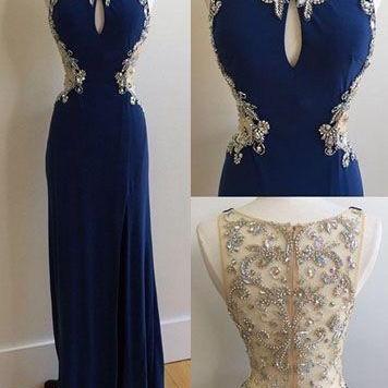 Royal Blue Prom Dress,Beaded Prom Dress,Maxi Prom Dress, Bodycon Prom Dress,Floor Length Prom Dress, Cheap Prom Dress, Prom Dresses 2017