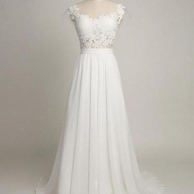 Chiffon Prom Dress,Lace Prom Dress,White Prom Dress,Fashion Prom Dress,Sexy Party Dress, New Style Evening Dress