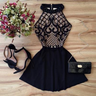 Black Prom Dress,Halter Prom Dress,Fashion Homecoming Dress,Sexy Party Dress,Custom Made Evening Dress