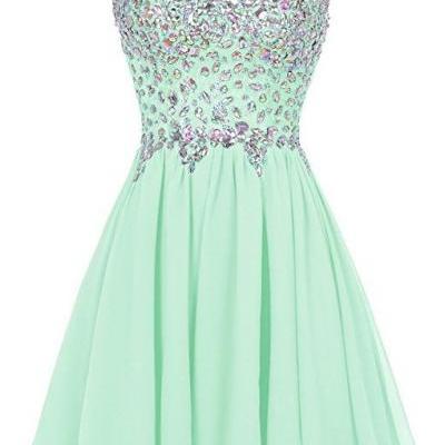 Mint Green Prom Dress,Beaded Prom Dress,Fashion Homecoming Dress,Sexy Party Dress,Custom Made Evening Dress