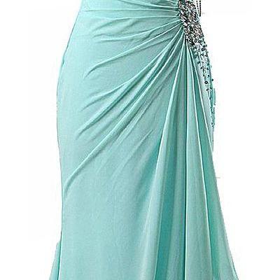 One Shoulder Mermaid Prom Dress,Beaded Prom Dress,Fashion Prom Dress,Sexy Party Dress,Custom Made Evening Dress