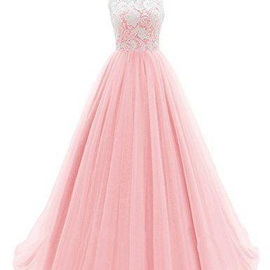 2017 Custom Charming Pink Lace Chiffon Prom Dress,Fashion Prom Dress,Sexy Party Dress,Custom Made Evening Dress