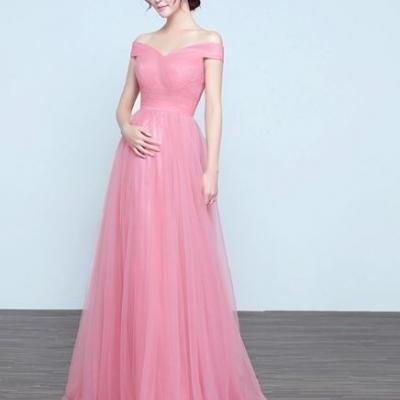 A Line Off Shoulder Pink Prom Dress,Fashion Prom Dress,Sexy Party Dress,Custom Made Evening Dress