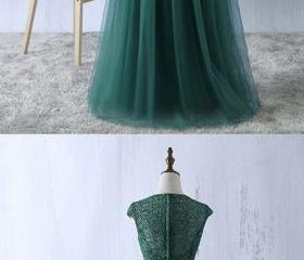 A-Line Round Neck Cap Sleeves Prom Dress With Appliques   cg14532 main image 1