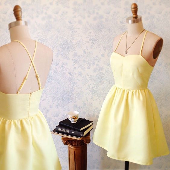 Yellow Prom Dresses,A Line Prom Dress,Fashion Homecoming Dress,Sexy Party Dress,Custom Made Evening Dress