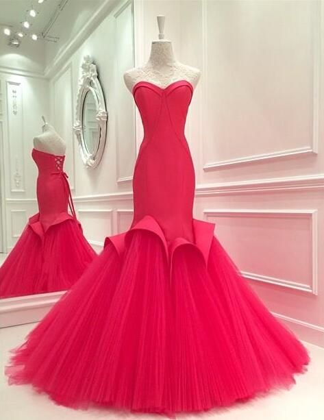 Red Prom Dress,Mermaid Evening Dress,Fashion Prom Dress,Sexy Party Dress,Custom Made Evening Dress
