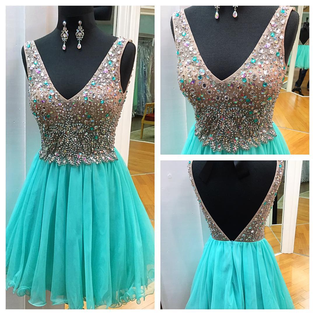 Sexy Short Prom Dress,Crystal And Beads Cocktail Dress,Graduation ...