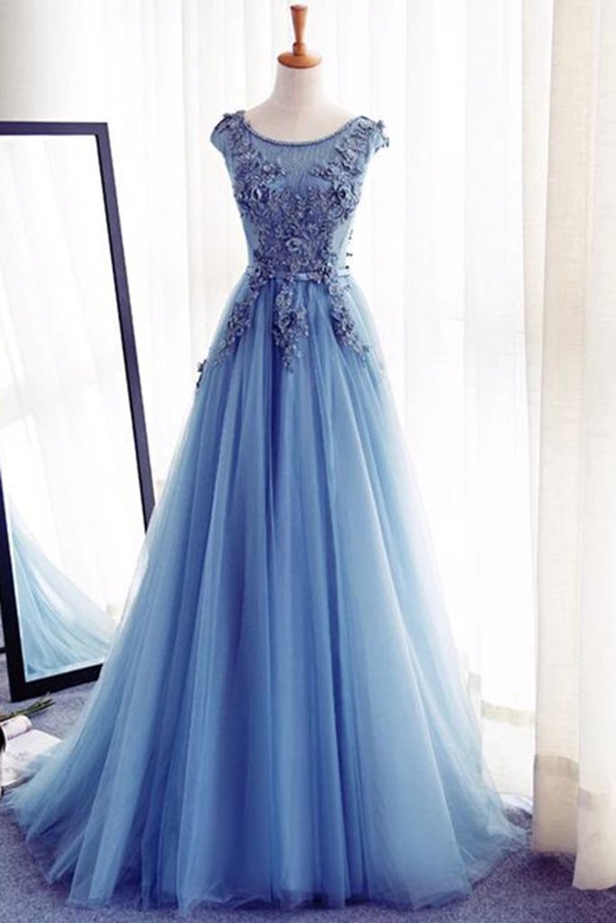 sky blue long dress
