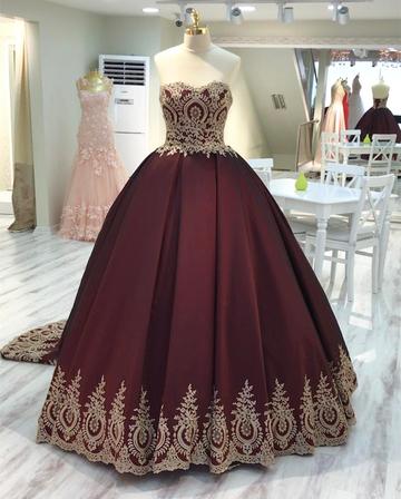 wine and gold prom dresses