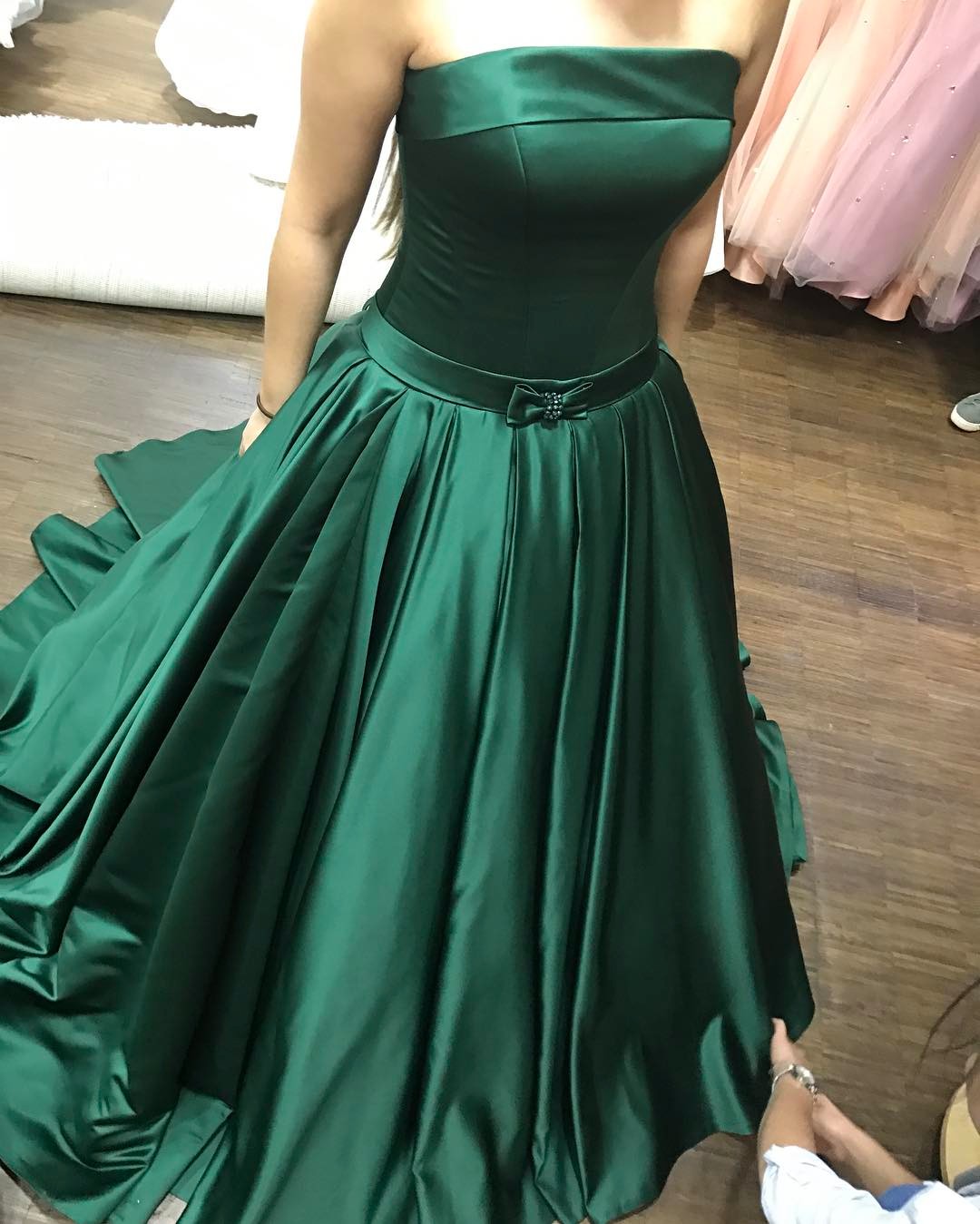 Strapless Pleated Prom Dress