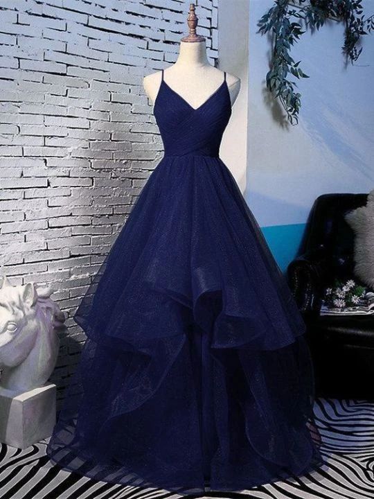 Pretty Navy Blue Tulle Layers Straps ...