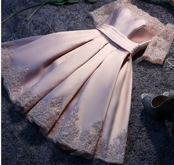 Pink A-Line Off Shoulder Beaded Lace Up Sleeveless Bowknot Short Homecoming Dress