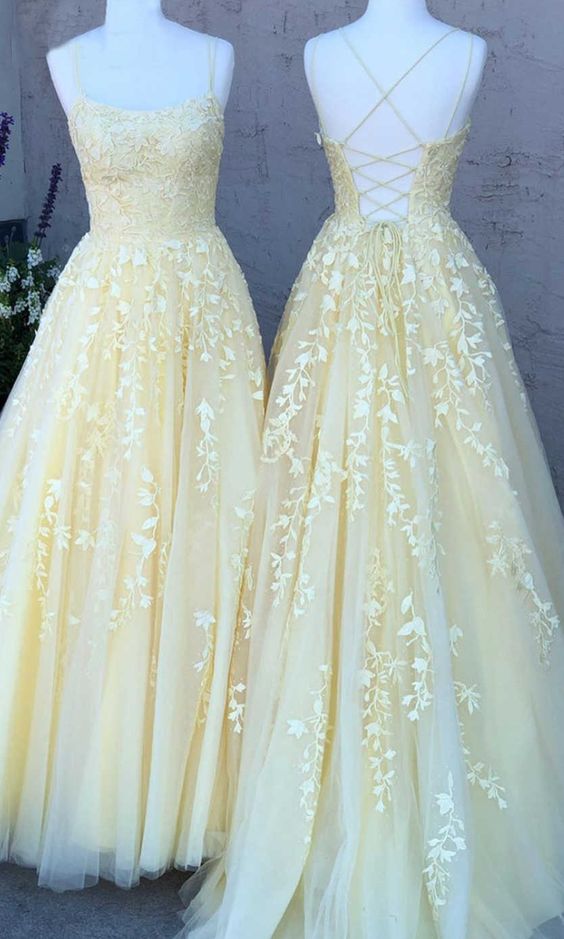 light yellow prom dresses