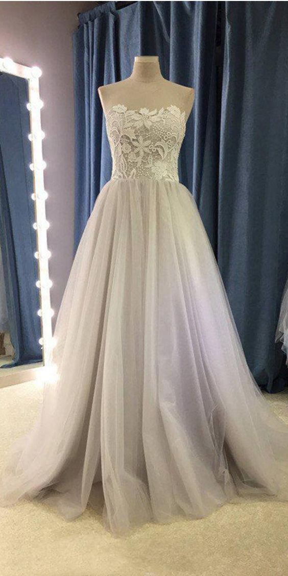 Strapless A Line Tulle Bridal Gown