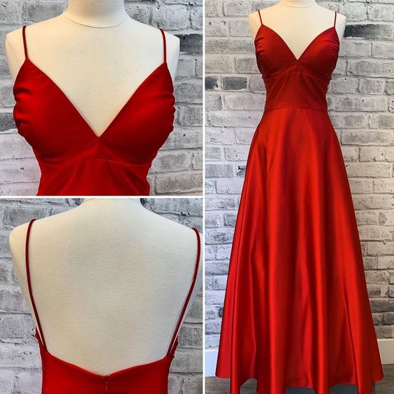 Empire Red Long Evening Dress