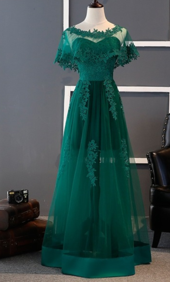 Charming Green Tulle A-Line Prom Dress A109