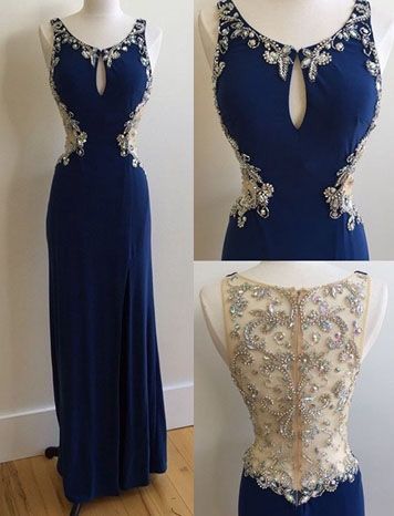 blue bodycon prom dress
