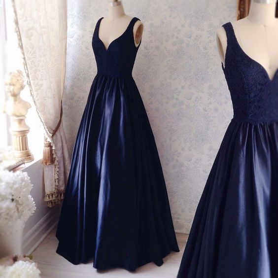navy blue maxi evening dress