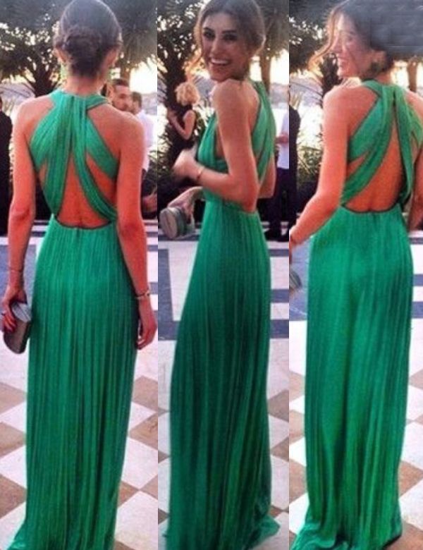 long green chiffon dress