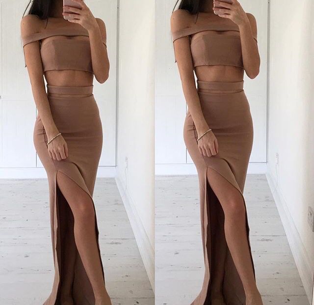 Split Prom Dress,Two Pieces Prom Dress,Off The Shoulder Prom Dress,Fashion Prom Dress,Sexy Party Dress, New Style Evening Dress