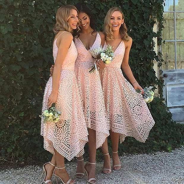 Pink Prom Dress Lace Prom Dress Fashion Bridesmaid Dress Sexy Party