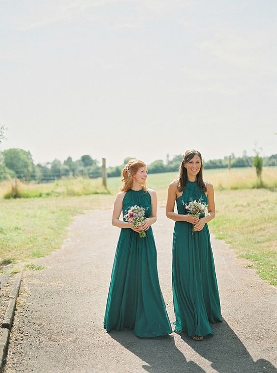 Emerald Green Halter Bridesmaid Dress