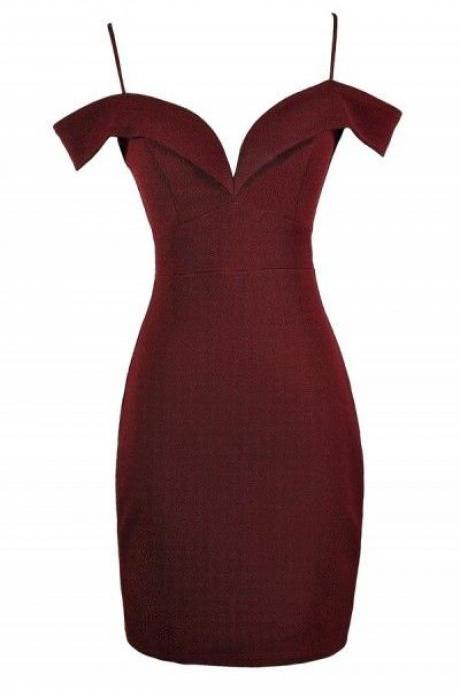 Burgundy Prom Dress,Pencil Prom Dress,Fashion Homecoming Dress,Sexy Party Dress,Custom Made Evening Dress