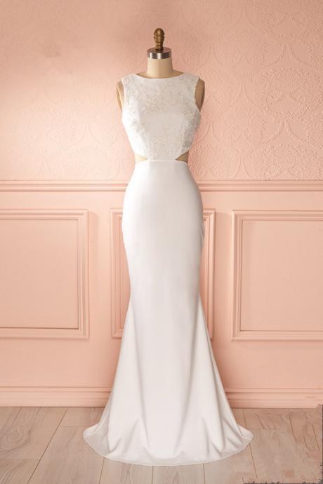 White Prom Dress,Mermaid Evening Dress,Fashion Prom Dress,Sexy Party Dress,Custom Made Evening DressTw