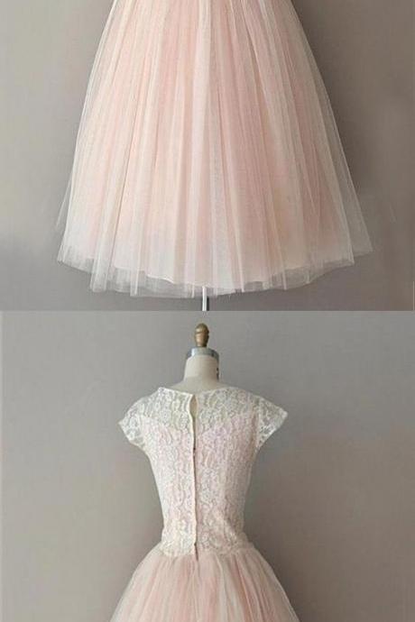Elegant Homecoming Dress,Vintage Homecoming Dress,Homecoming Dress with Lace,Tulle Homecoming Dress