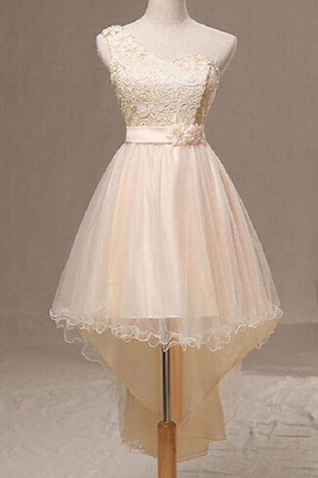 high low homecoming dress, one shoulder lace homecoming dress,Cheap Homecoming Dresses, Short Cocktail Dresses