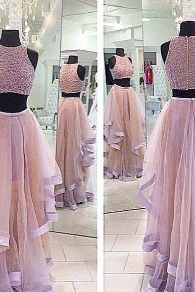 High Fashion Two Piece Beading Prom Dresses/Long Party Dress