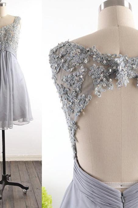 Grey Homecoming Dress,Modest Silver Gray Homecoming Gown,Grey Tulle Homecoming Gowns With Open Back Sequins Party Dress,Backless Sweet 16 Dresses