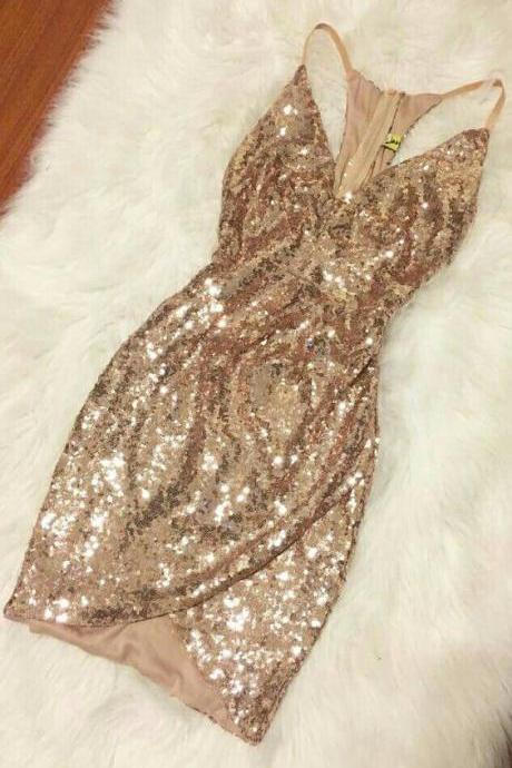 Sexy Prom Dress,Sequined Prom Dress,Short Dress for Prom,Prom Party Dress