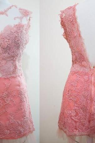 Lace Prom Dress,Backless Homecoming Dresses sexy Evening Dress,cute Party Dress
