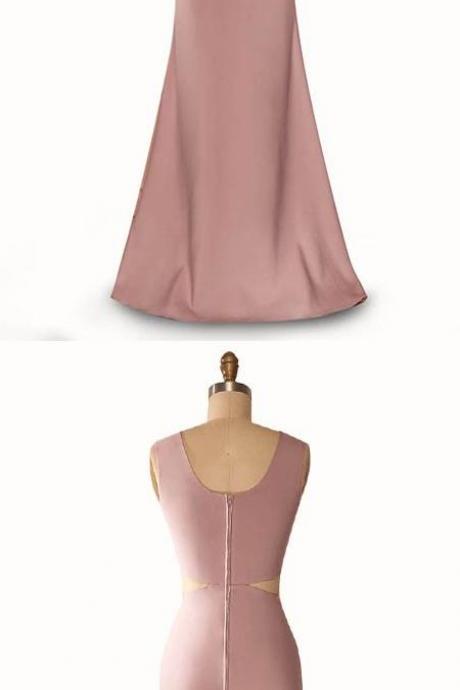 Simple prom dresses, pink long prom dress, sleeveless prom dress
