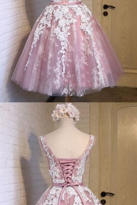short homecoming dress, lace homecoming dress, pink homecoming dress, simple homecoming dress 564