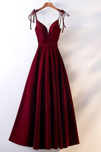  Burgundy velvet long prom dress, burgundy evening dress